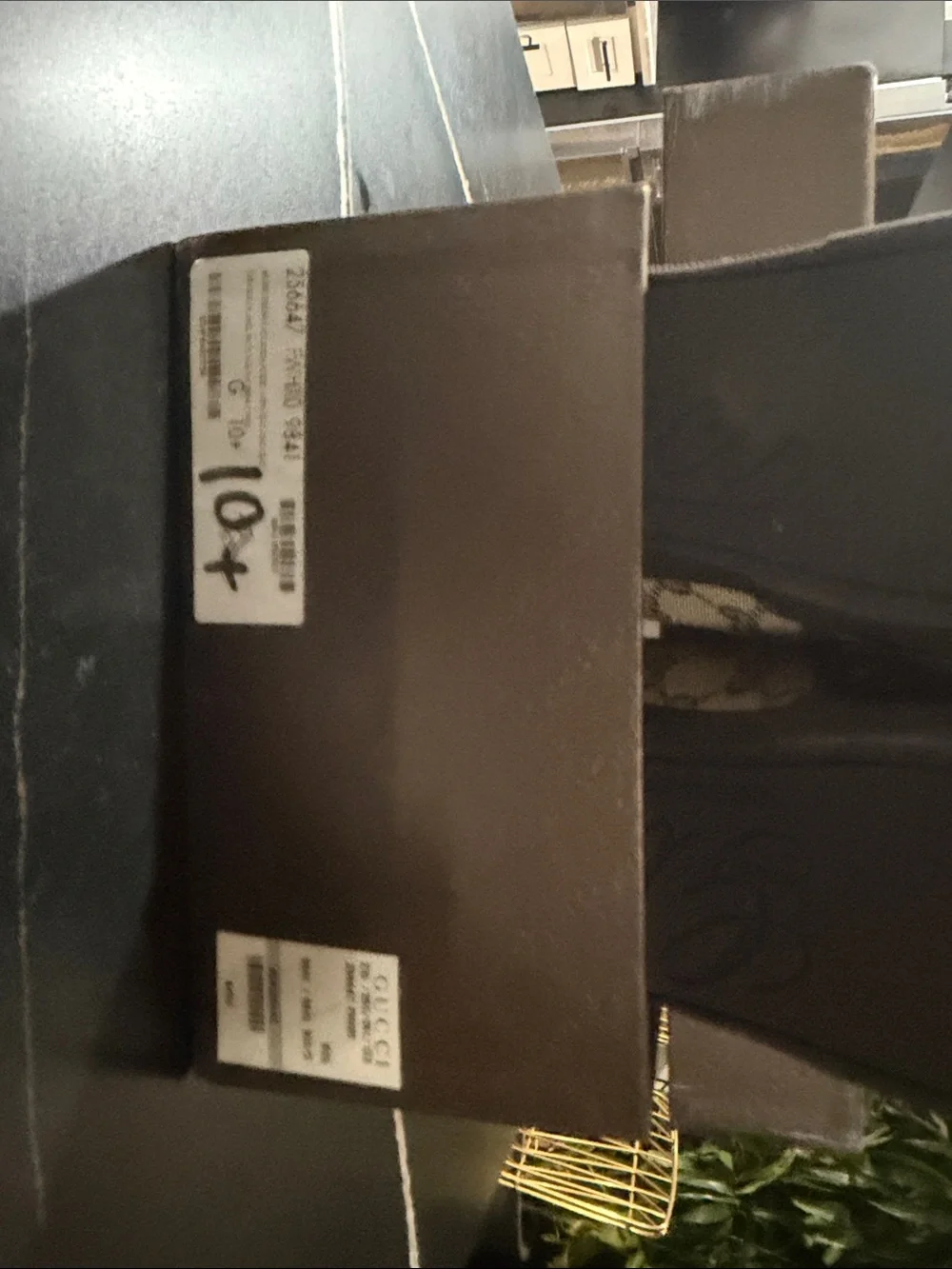 Gucci Brown and Black Monogram Slip-On Shoes